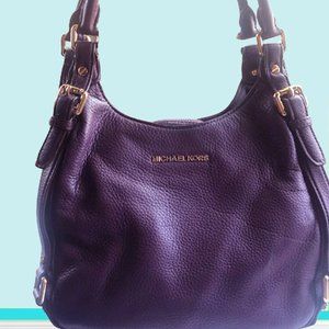 Michael Kors deep purple pebble leather shoulder bag